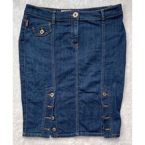 Denim Button-Accent Skirt